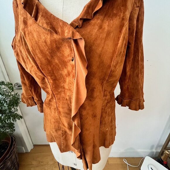 Vintage CLAUDETTE Suede Shirt Size XL - Picture 6 of 10